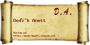 Deák Anett névjegykártya