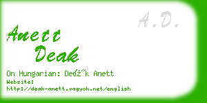 anett deak business card